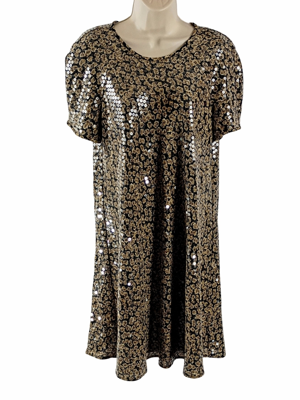 Liz Claiborne Black Floral Sequin Midi Dress